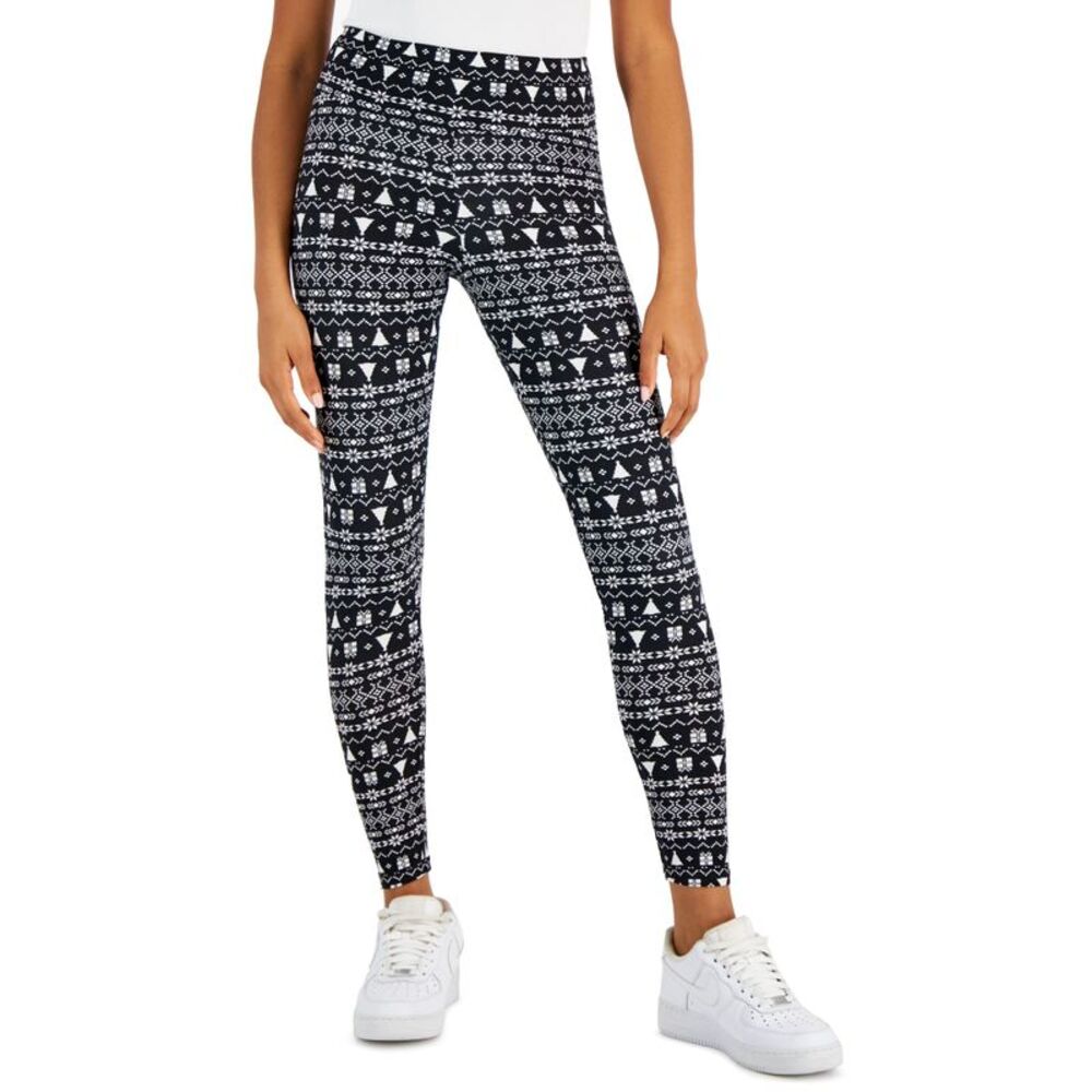 Planet Gold Juniors' Holiday Printed High Rise Leggings